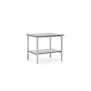 Ročno nastavljiva delovna miza + spodnja polica, 1200x800 mm, siva
