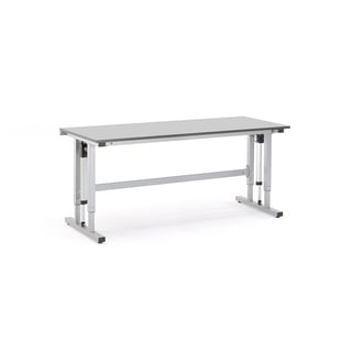 Höj- och sänkbart arbetsbord MOTION, 400 kg, 2000x800 mm, ljusgrå