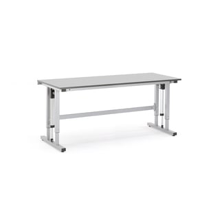 Höj- och sänkbart arbetsbord MOTION, 300 kg, 2000x800 mm, ljusgrå
