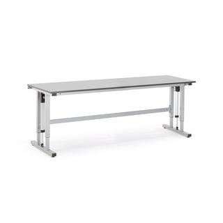 Höj- och sänkbart arbetsbord MOTION, 400 kg, 2500x800 mm, ljusgrå