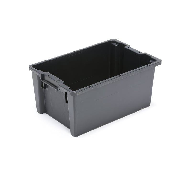 Stackable plastic box WHYTE, 600x400x270 mm, 50 L, grey | AJ Products
