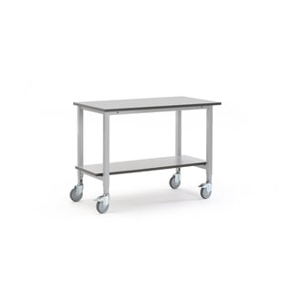 Mobilni radni stol, s donjom policom, 1200x600 mm, sivi
