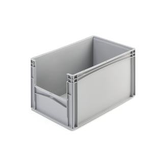 Kommissionierbox FRASER, 600 x 400 x 320 mm, Kunststoff grau