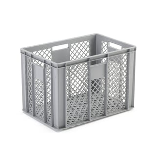 Perforated plastic crate WATTS, grey, 600x400x410 mm