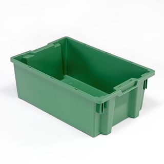 Plastic box WHYTE, stackable, 600x400x220 mm, 40 L, green