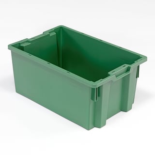 Plastkasse WHYTE, stabelbar, 50 liter, 600x400x270 mm, grøn