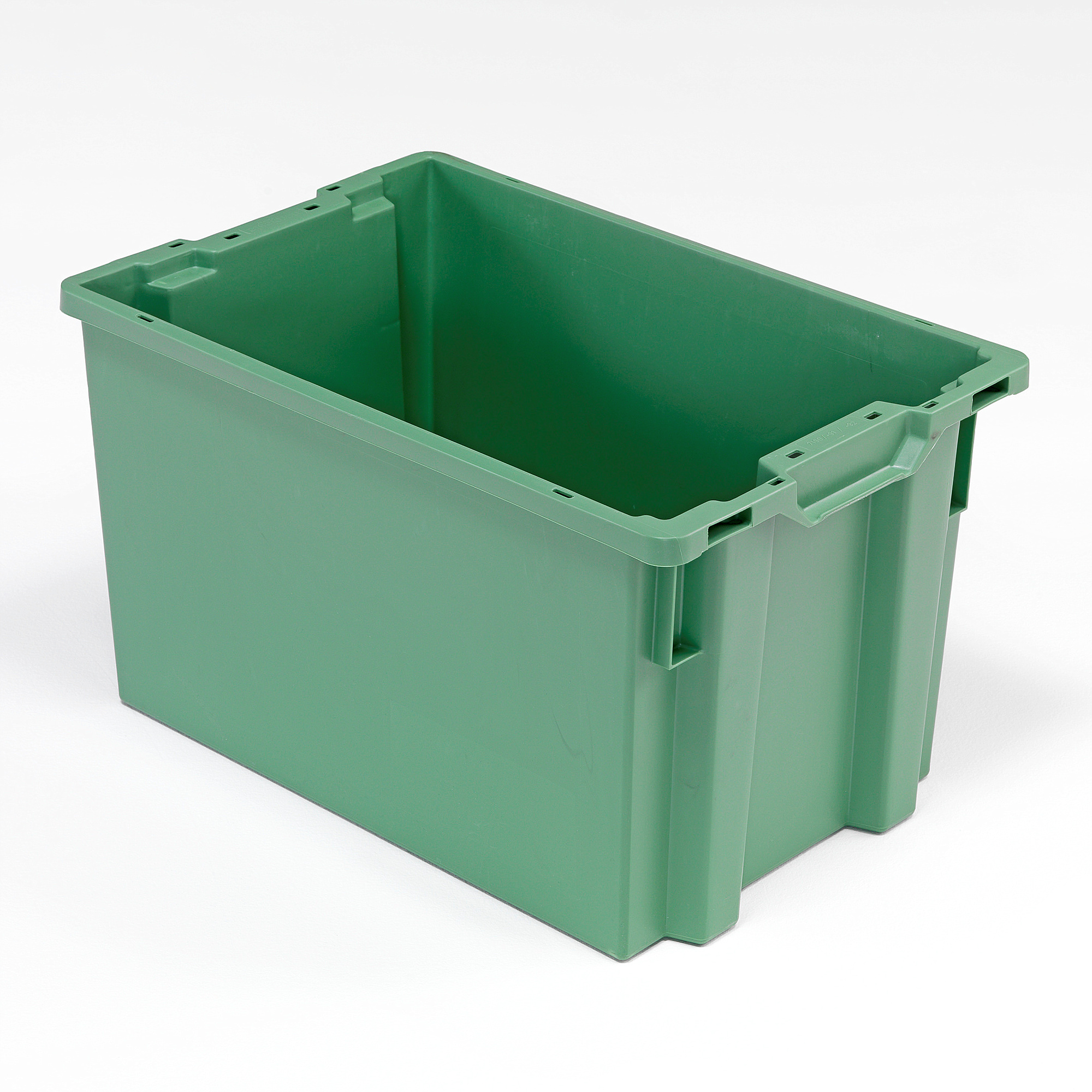 Plastkasse WHYTE, Stabelbar, 66 Liter, 600x400x350 Mm, Grøn | AJ Produkter