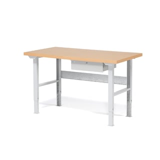 Package: height adjustable workbench ROBUST with drawer, 1500x800 mm