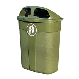 Waste bin for wall/post fixing WALTER, 740x530x360 mm, 60 L, olive green