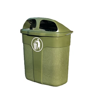 Waste bin for wall/post fixing WALTER, 580x530x360 mm, 40 L, olive green