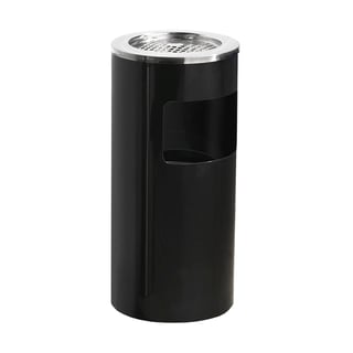 Waste bin with ashtray CHARLIE, Ø 300x650 mm, 13 L, black