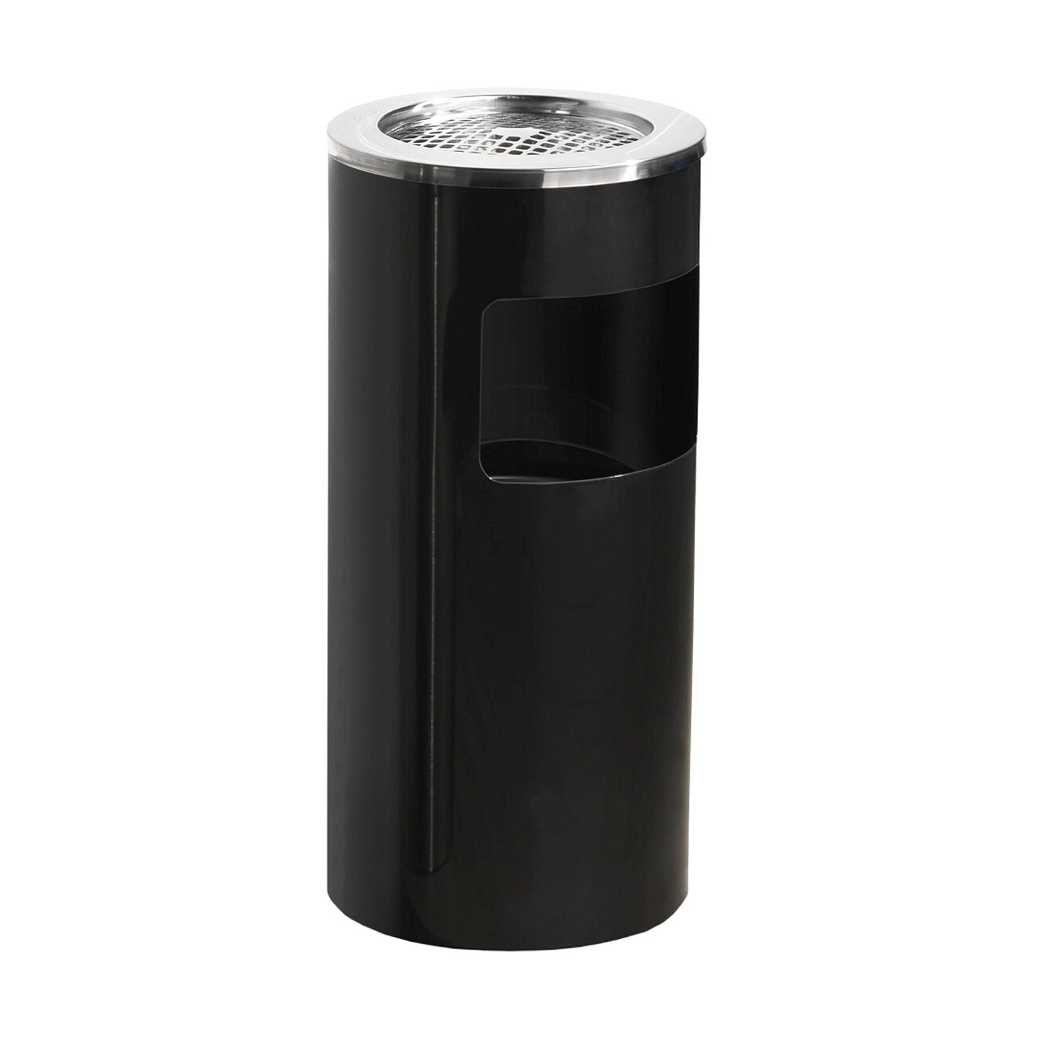 Waste bin with ashtray CHARLIE, Ø 300x650 mm, 13 L, black AJ Products