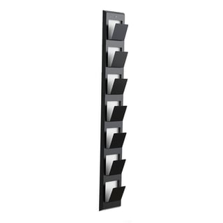 Prospektwandhalter aus Stahl SHOW mit 7 Fächern, 1180x180x70mm, schwarz