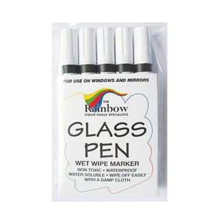 Narrow tip wetwipe glassboard pens, 5-pack, white