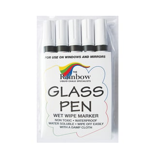 Narrow tip wetwipe glassboard pens, 5-pack, white
