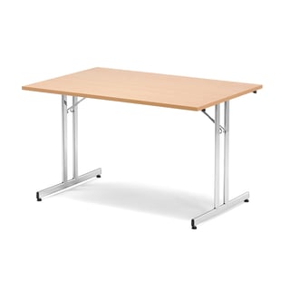 Konferencebord EMILY, sammenklappeligt, 1200x800 mm, bøgelaminat, krom