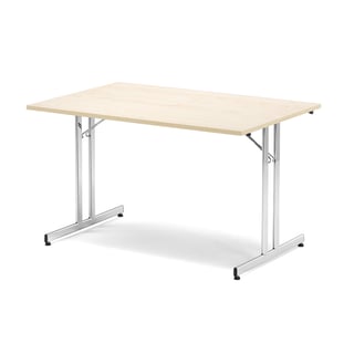 Konferansebord EMILY, sammenleggbart, L1200 B800 H720 mm, bjørk/krom