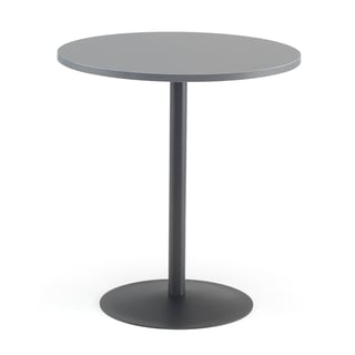 Cafebord ASTRID, Ø700 H735 mm, grå laminat, svart