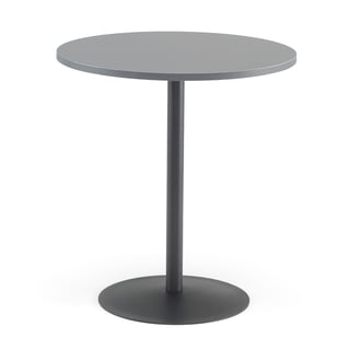 Cafébord ASTRID, Ø 700 mm, grå laminat, sort