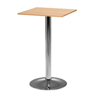 Barový stůl SIRI, 700x700 mm, bukový masiv, chromovaná podnož