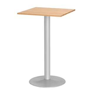 Baro stalas SIRI, kvadratinis, 700x700 mm, buko masyvas/aliuminio lakuota