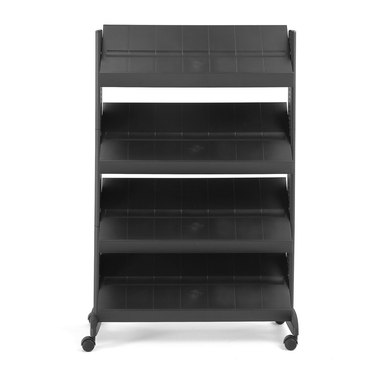 display-trolley-present-4-shelves-black-aj-products
