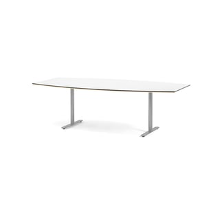 Stačiakampis posėdžių stalas SELMA, 2400 mm, baltas laminatas, pilka