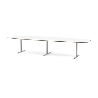 Jednací stůl SELMA, 3800x1200 mm, HPL, bílá, hliníkově šedá