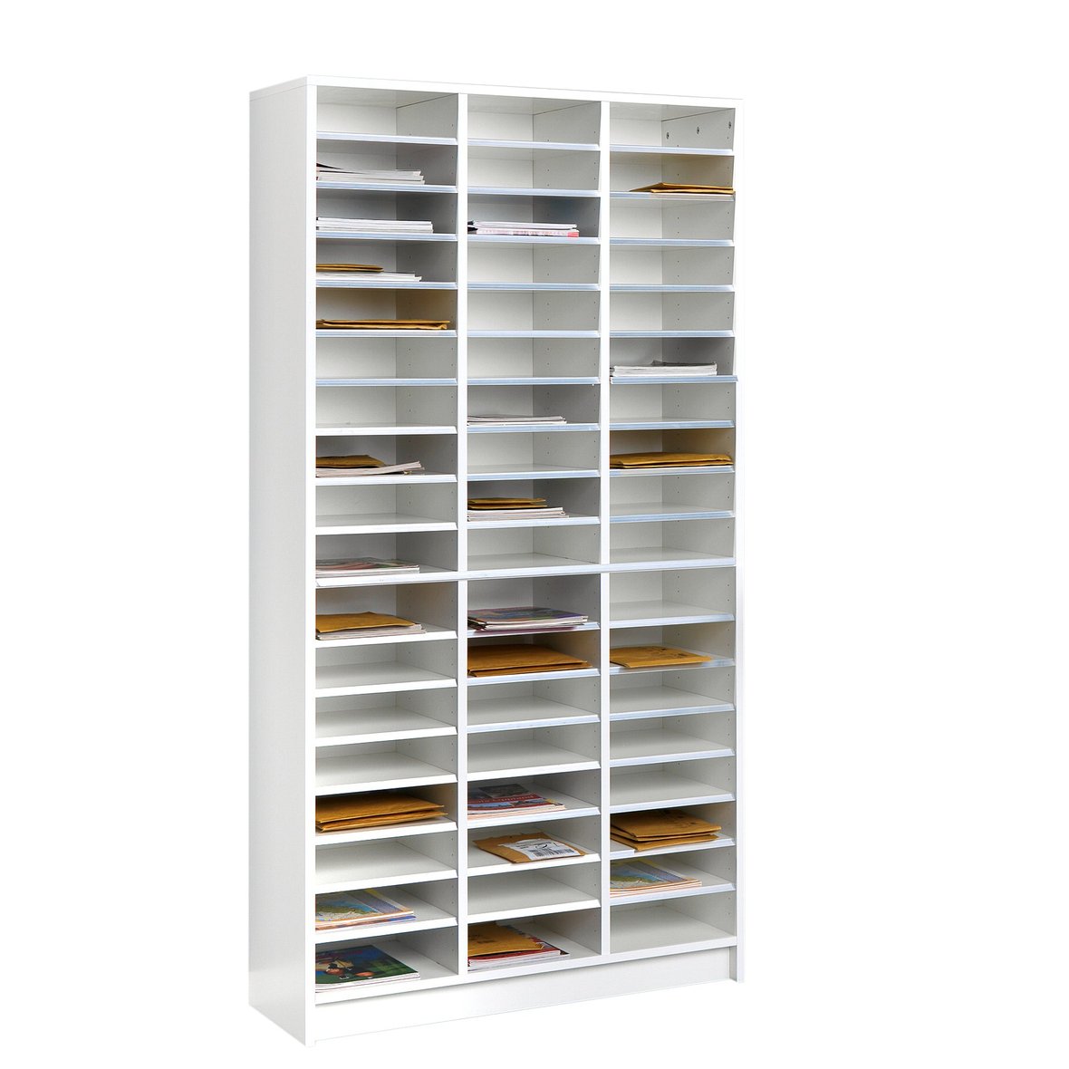 Pigeon hole storage unit MESSENGER, 54 comps, 1880x915x400 mm, white