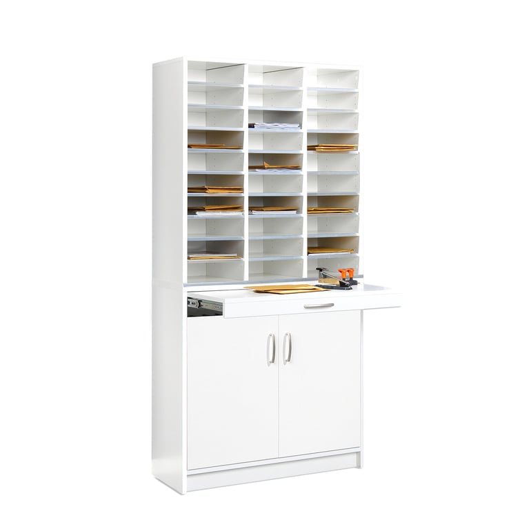 Complete mail sorting system MESSENGER, with doors, white | AJ Products
