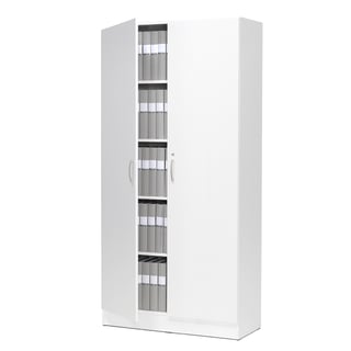 Lockable office cabinet CLEO, 2000x1000x328 mm, white laminate