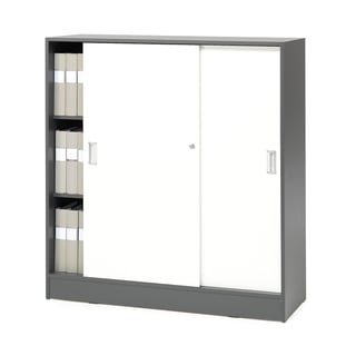 Skříň s posuvnými dveřmi FLEXUS, 1325x1200x415 mm, šedá, bílé dveře