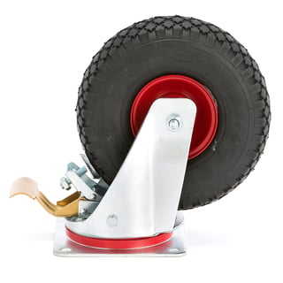 Castor wheel with brake, 260x85 mm pneumatic rubber, 170 kg