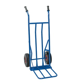 Budget warehouse cart JONES, 250 kg load, pneumatic tyres, blue