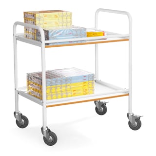 Shelf trolley TUBE, 2 shelves, 100 kg load, 750x500x910 mm