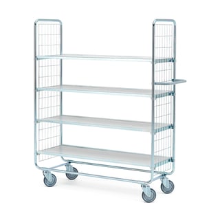 Shelf trolley CRAFT, 4 shelves, 200 kg load, 1200x425x1565 mm
