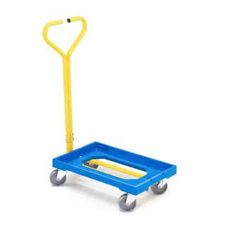 Plastic box dolly with tow bar, 200 kg load, 605x400 mm