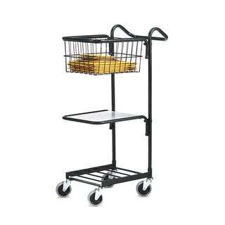 Mini trolley COMPACT, 1 shelf + 1 basket, 660x360x1070 mm