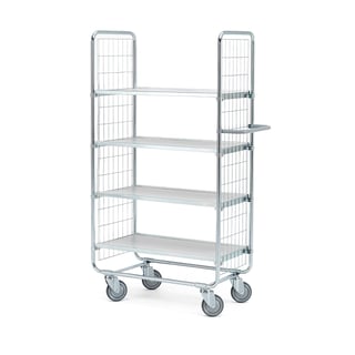 Shelf trolley CRAFT, 4 shelves, 200 kg load, 750x425x1565 mm