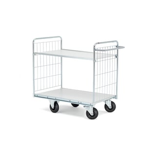Easy roll shelf trolley CARRIER, 2 shelves, 1000x600 mm