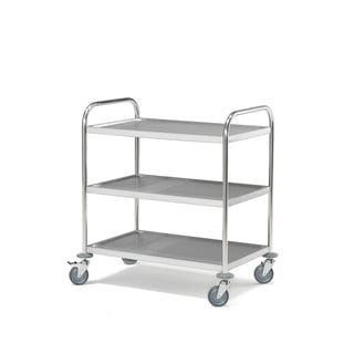 Stainless steel shelf trolley METRO, 100 kg, 3 shelves, 845x525x940 mm
