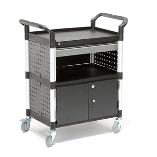 Tool trolley MOVE, with drawer and cabinet, 850x480x1000 mm