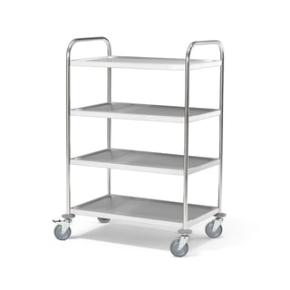 Stainless steel shelf trolley METRO, 100 kg, 4 shelves, 845x525x1240 mm