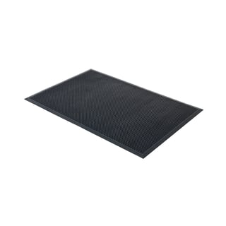 Rubber entrance mat HELLO, 700x900 mm, black