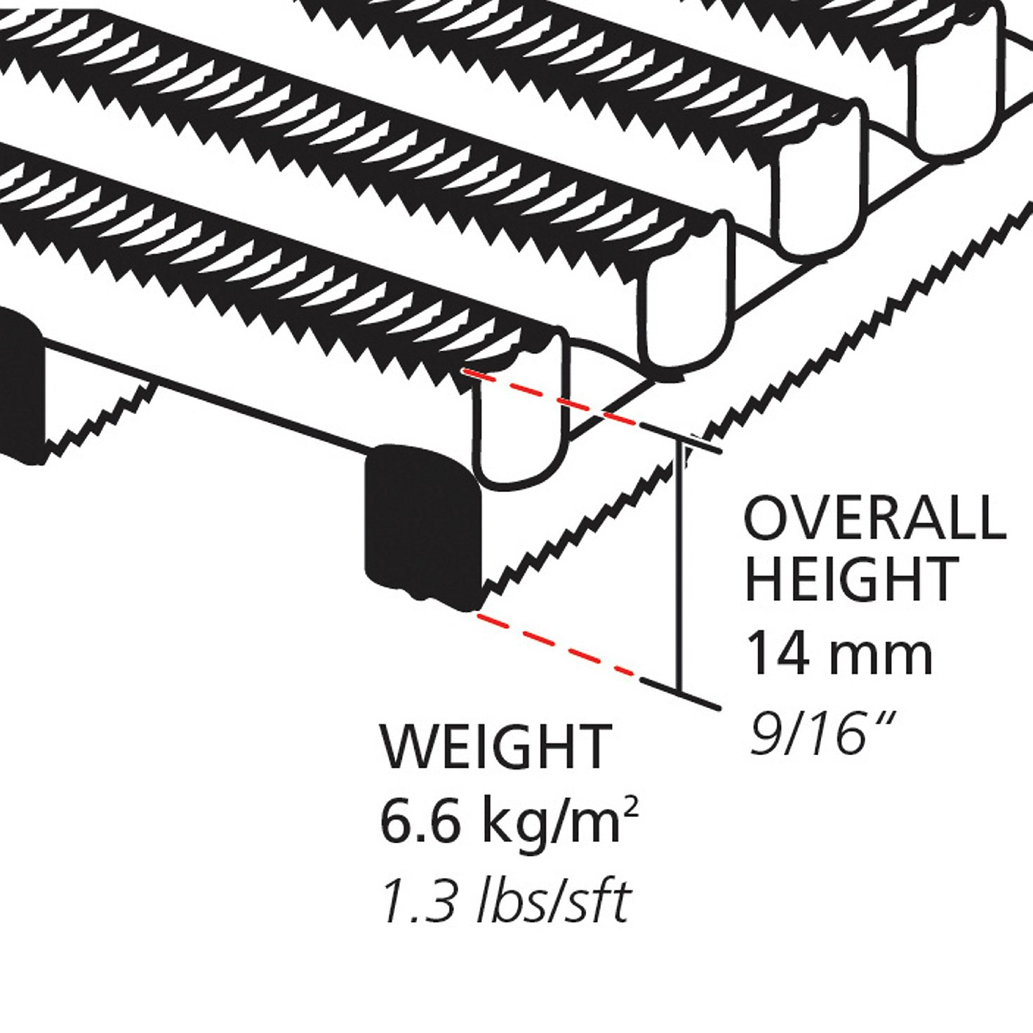 Roof walkway matting CROSSGRIP, 10 m roll, W 1220 mm, grey AJ Products