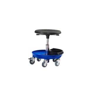 Wheel-stool MIDI, H370-500 mm, blue PU seat