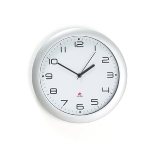 Zidni sat, Ø 300 mm, bijeli sa srebrnim okvirom, tihi rad