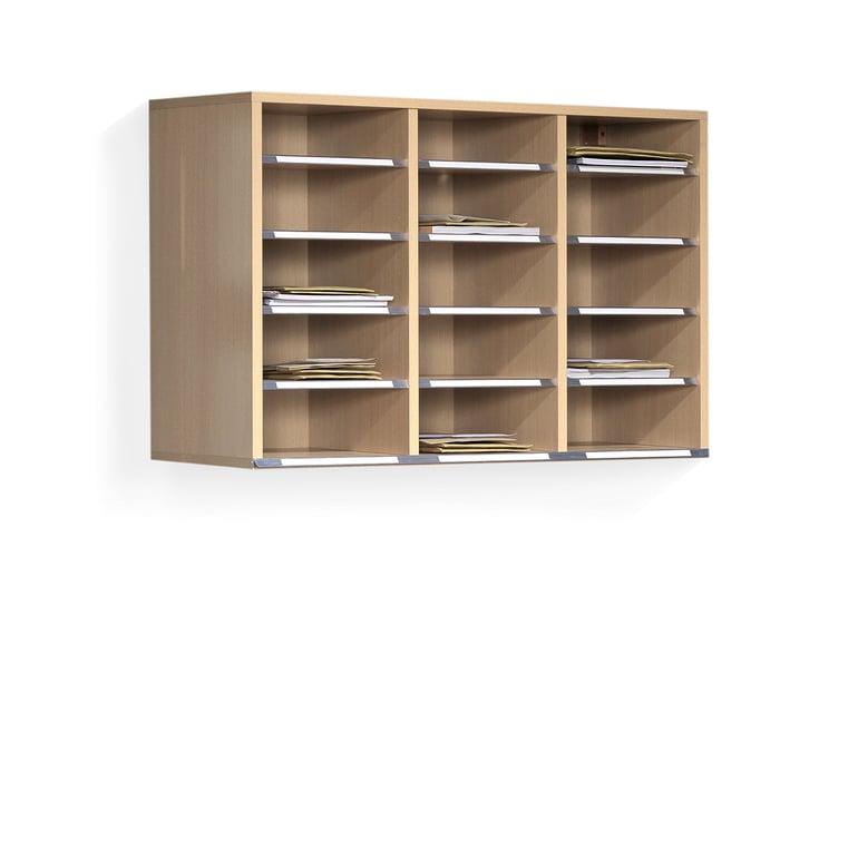 Wall mounted mail sorting unit MESSENGER, 15 comps, 600x915x400 mm ...