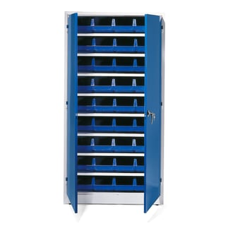 Kasseskab 9000 + STYLE, 1900x1000x400 mm, 36 blå kasser