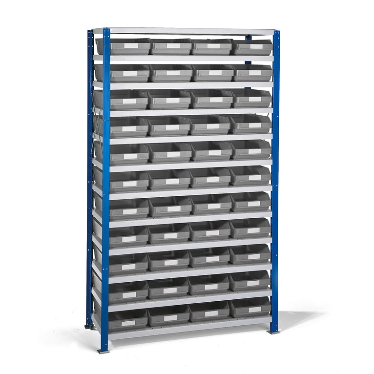 Shelving for small parts REACH + MIX, 44 bins, 1740x1000x500 mm, grey AJ Products